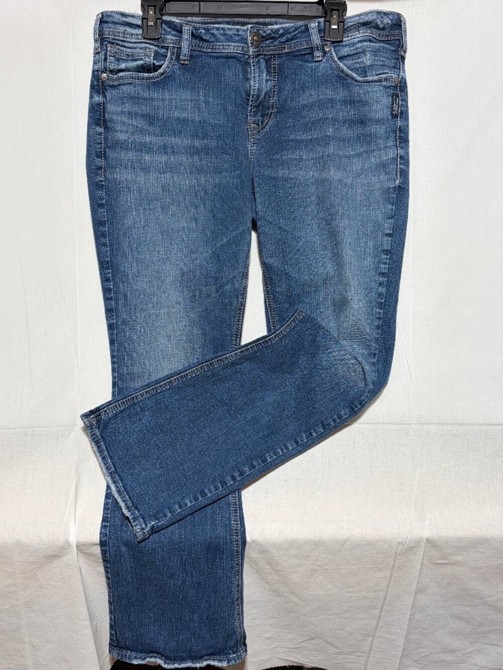 Silver Jeans Suki Slim Boot Women's W34 L31 Medium Wash Distressed Stretch Denim